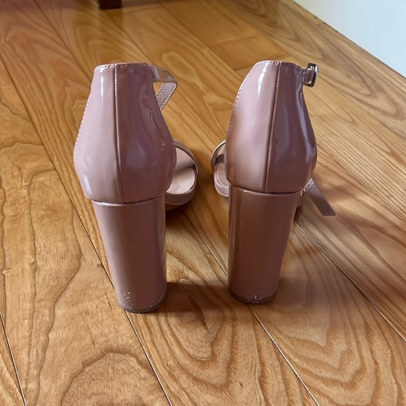 Faux Leather Nude Block Heels - Picture 2 of 4
